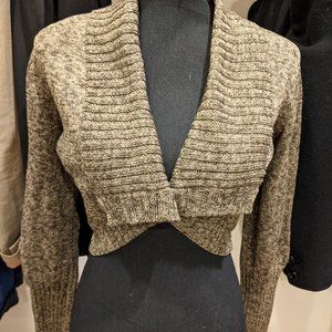 Peruvian Connection Cropped Pima Cotton Sweater Marled Gold-Brown XS